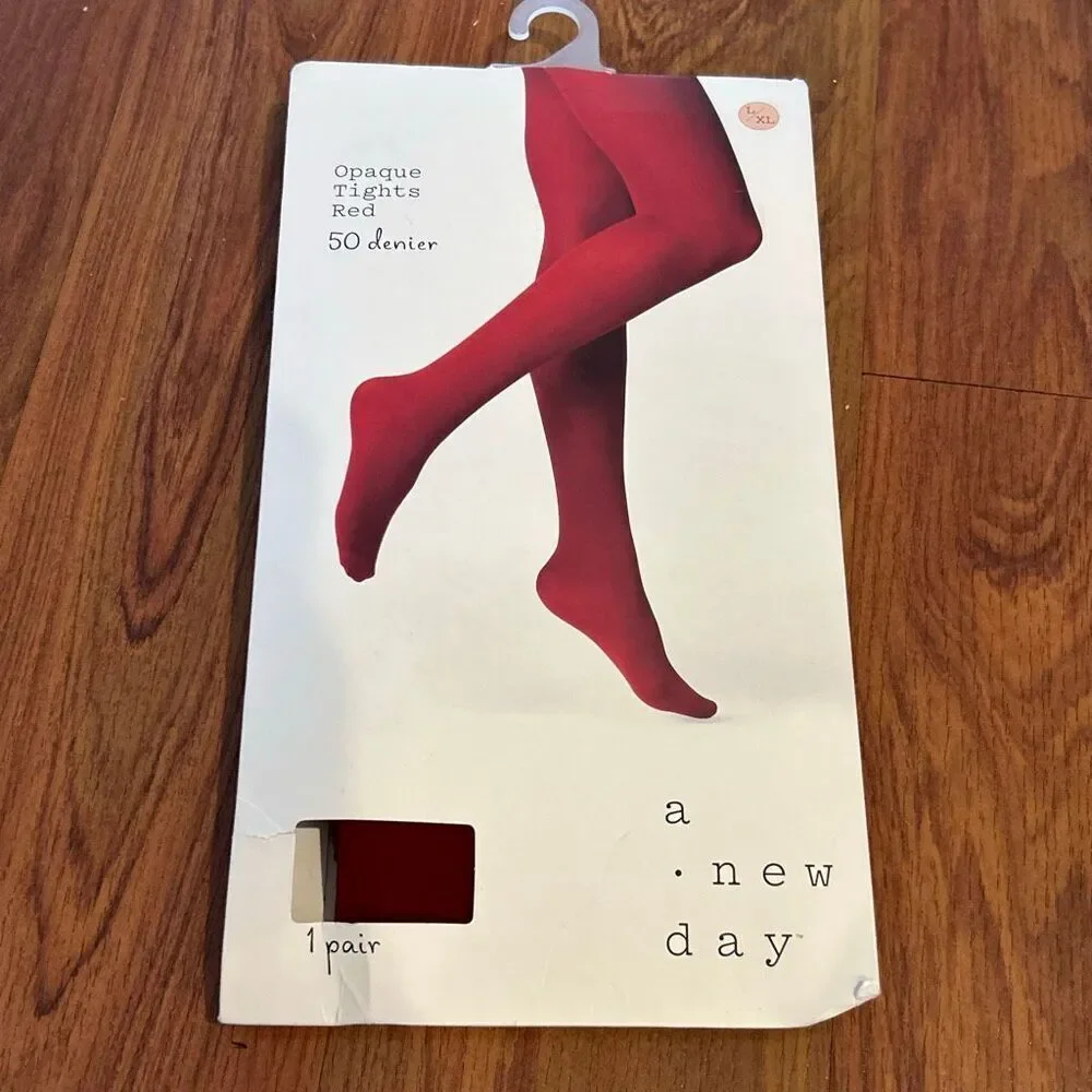 New A new day red opaque tights size L/XL